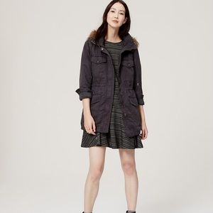 LOFT Washed Twill Hooded Parka Jacket